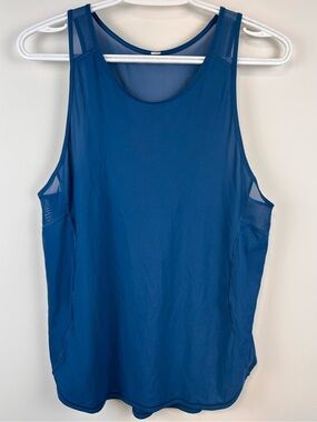 Lululemon Run Mesh Tank Top Size 8 Blue Racerback Ventilated Running Workout